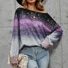 Женский повседневный пуловер с длинными рукавами и контрастным градиентом цвета