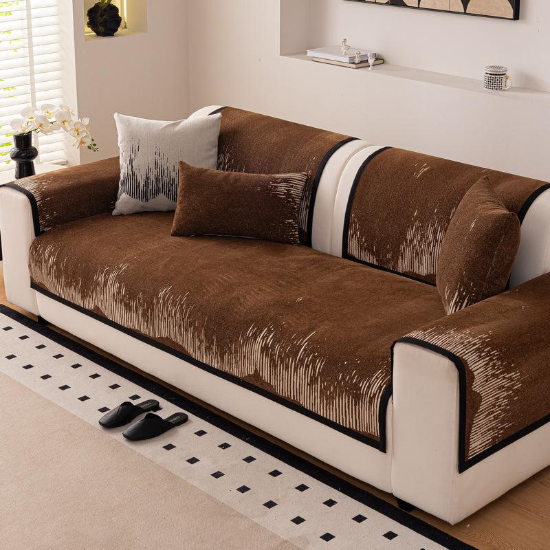 New Sofa Cover Non-Slip Light Luxury High-End Sofa Towel Straight Row Three-Person Seat Cushion Cover Universal In All Seasons
