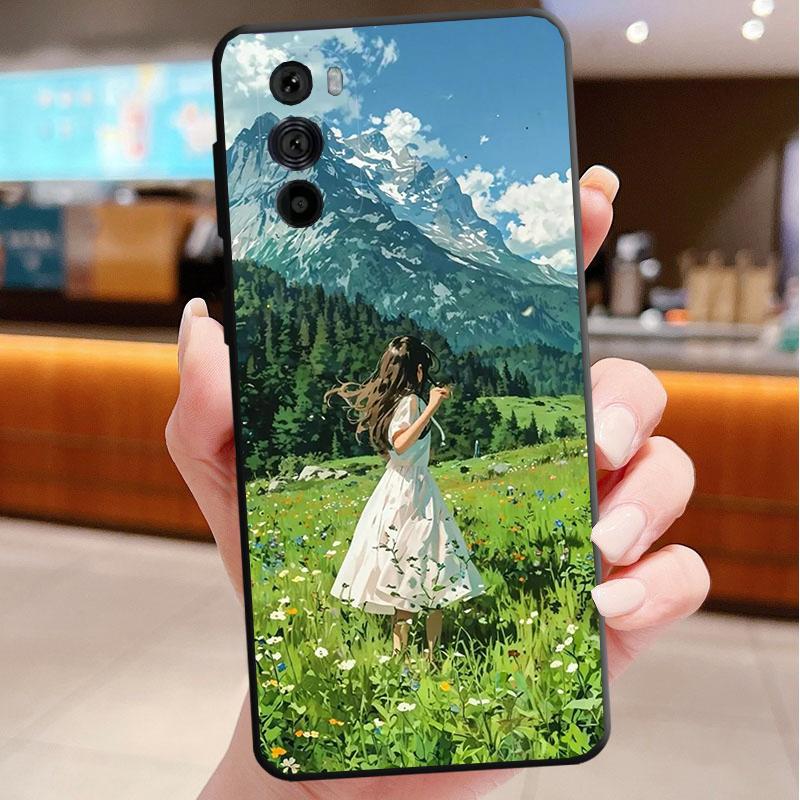 Японская Аниме Девушка Кот Пейзаж Чехол для Телефона Для Motorola Edge 60 50 40 Pro 60 50 40 30 Ultra Neo Fusion Moto G Play G Stylus G