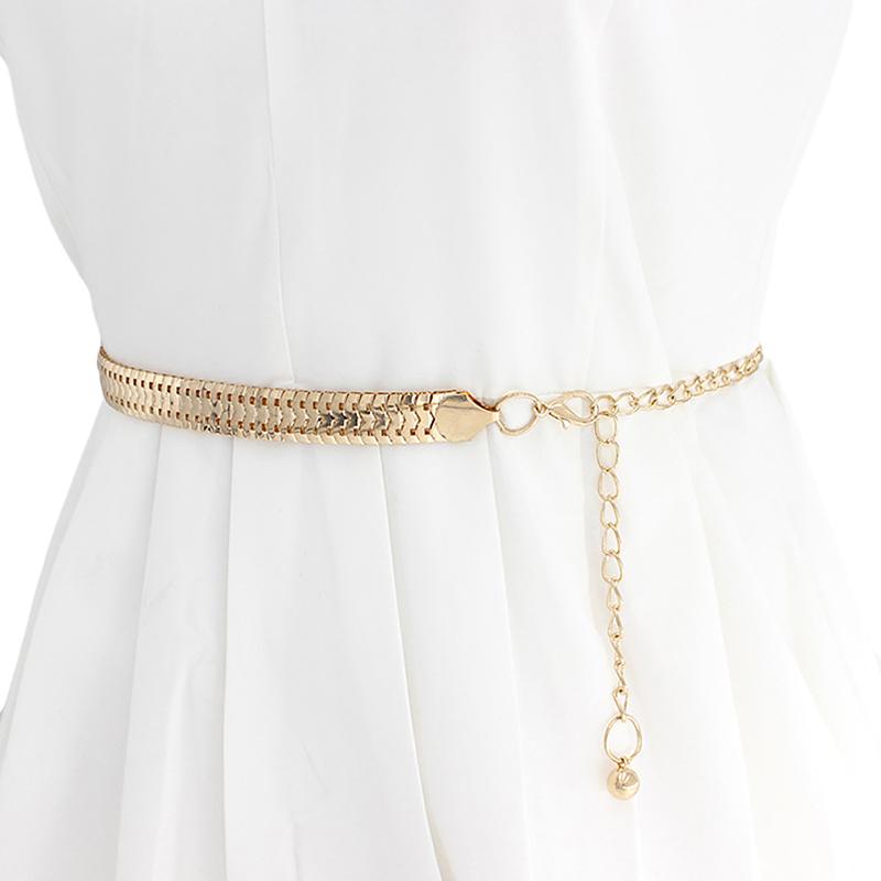 Simple Chain Belt Women Lady High Waist Gold Belts Waistband For Party Jewelry Dress Metal Chain Belt