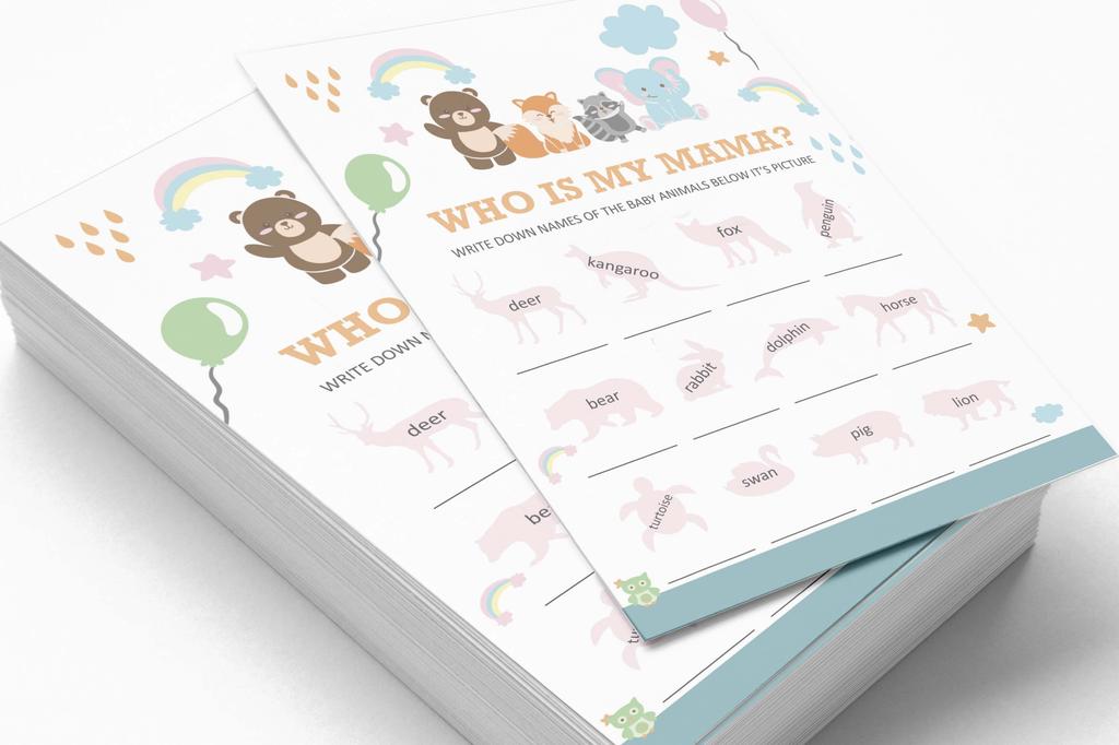 Inkdotpot Jungle Animals Baby Shower Game Set Of 50 BabyA AlphabetA ABCA Game Ita s A Boy Ita s A Girl Party