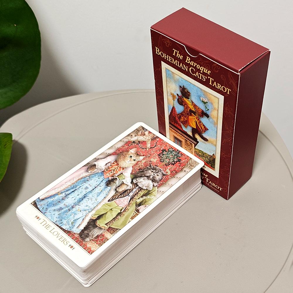 The Baroque Bohemian Cats’ Tarot Deck 12*7cm, 79-Card Feline Fantasy Vintage Baroque Style Cat Tarot Double-embossed