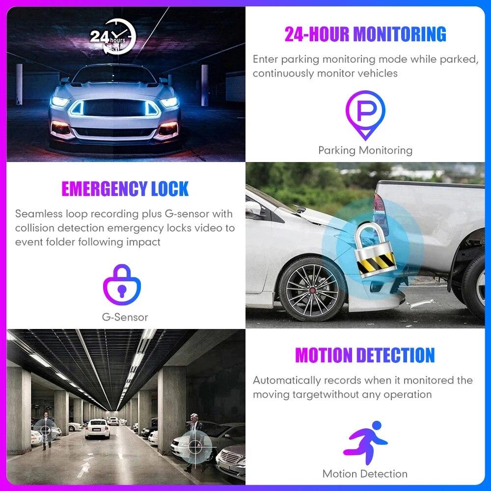 Car DVR HD 1080P Dash Camera IPS Video Recorder Cycle Dashcam Mirror Driving Recorder Night Vision