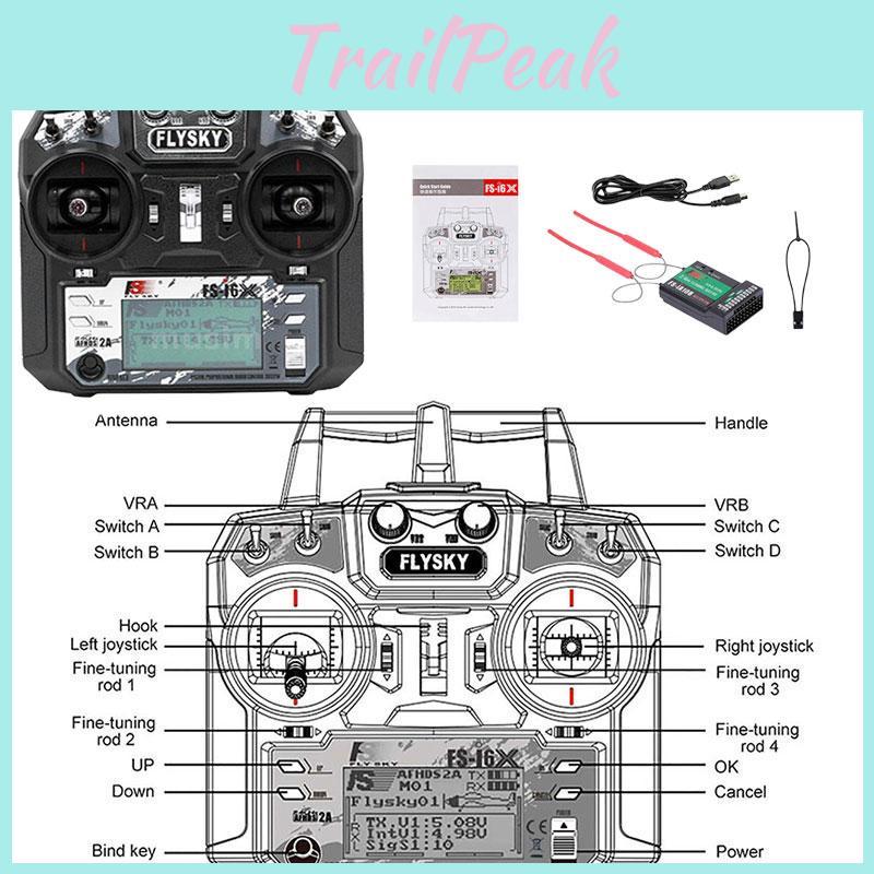Fs-i6x 10-канальный пульт дистанционного управления для самолета с фиксированным крылом, планера и многоосевого самолета I6x+ia10b)