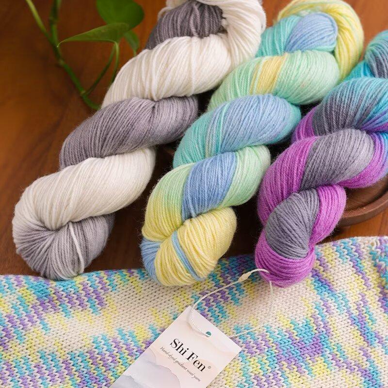 Hand-dyed Wool Yarn, Gradient DIY Knitting Patterns for Sweaters, Baby Silk Yarn Shawls, Scarves, and Handmade Hats