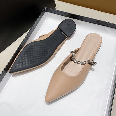 Мода Новый Стиль Популярные Дизайны Роскошные Женские Мюли Элегантные Шлепанцы Низкий Каблук Сандалии Золотые Женские Тапочки Обувь с Острым Носком для Женщин