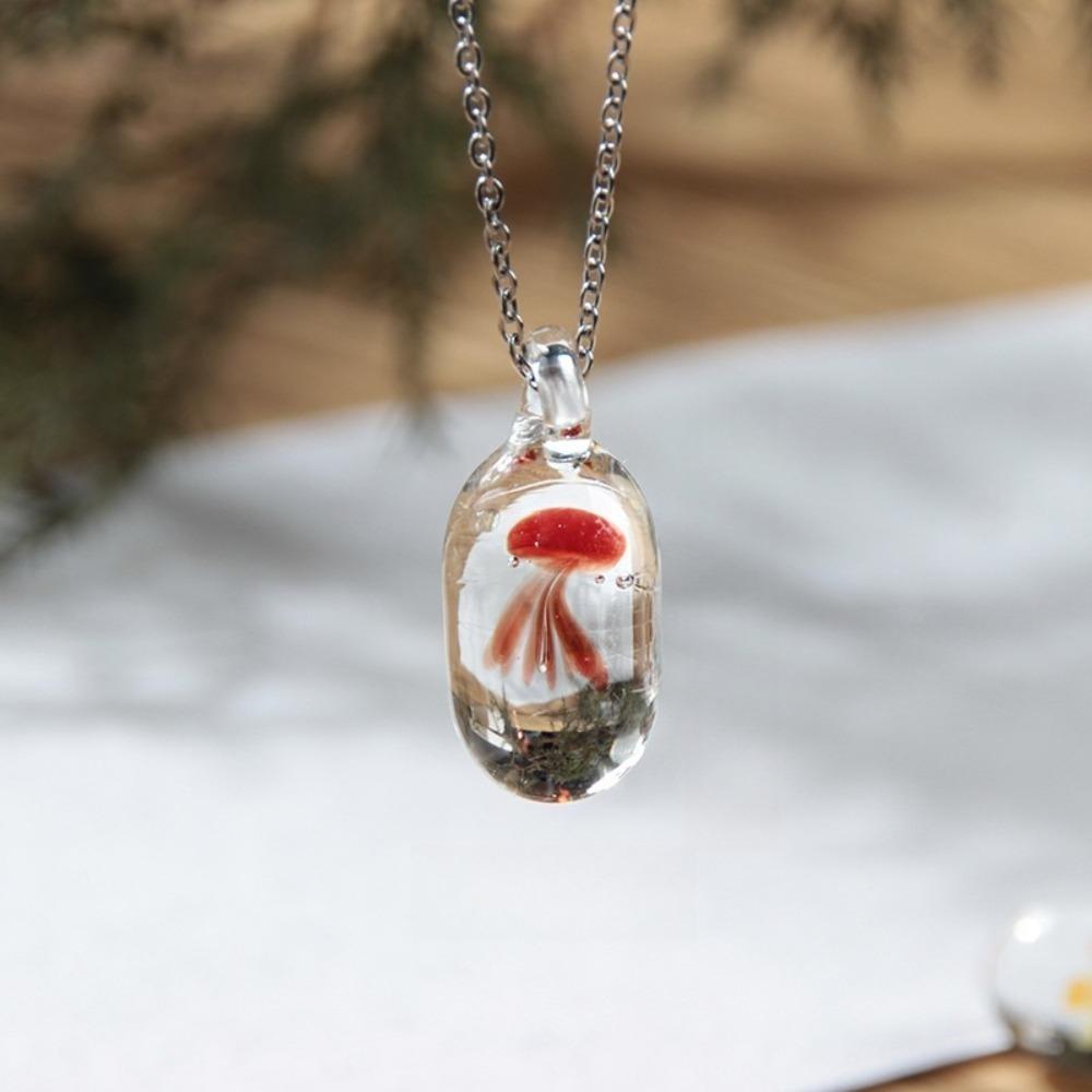 Jewelry Glassy Jellyfish Necklace Coloured Glaze Ocean Style Chain Choker Gift