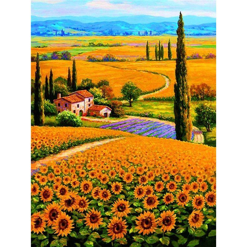 5d Diy Diamond Painting Full Round Mosaic Sunflowers Diamond Embroidery Flower Kit Handicraft Decoration For Home