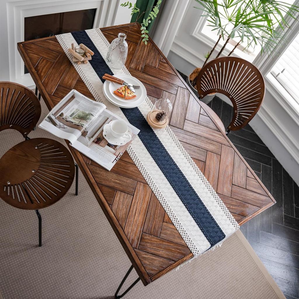 Богемный Рустикальный Свадебный Декор Хлопково-Льняная Скатерть с Кисточками