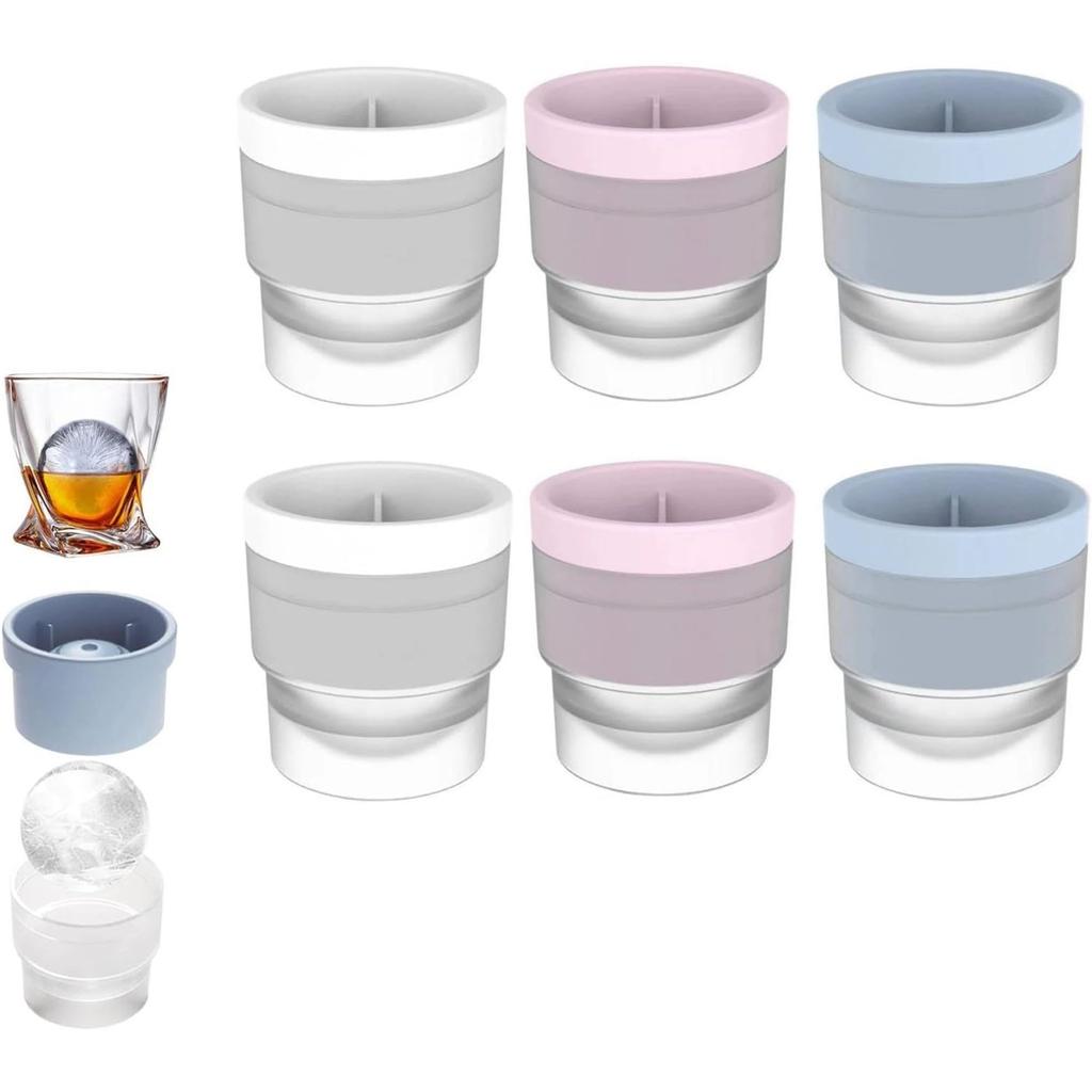 Chiclify Ice Ball Round Ice Cube Mold Easy-Release Sphere Ice Maker Silicone Ice Cube Molds Reusable Round Ice Cube Mold for Jelly Milk Juice