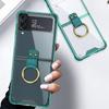 Drop Protection Clear Finger Ring Case For Samsung Galaxy Z Flip 3 5g Flip3 Non -Fingerprint Cover Fundas