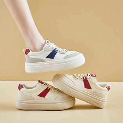 Повседневная обувь для ходьбы для женщин. Удобные кроссовки из искусственной кожи со шнуровкой на толстой платформе. Нескользящие теннисные кроссовки. Женские дышащие кроссовки для бега.