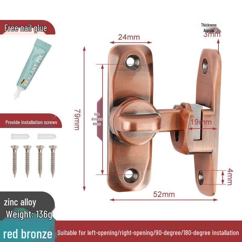 Замок амбарной двери 90°: Защелка без сверления, Карманная пряжка для раздвижной двери, Антивандальный болт