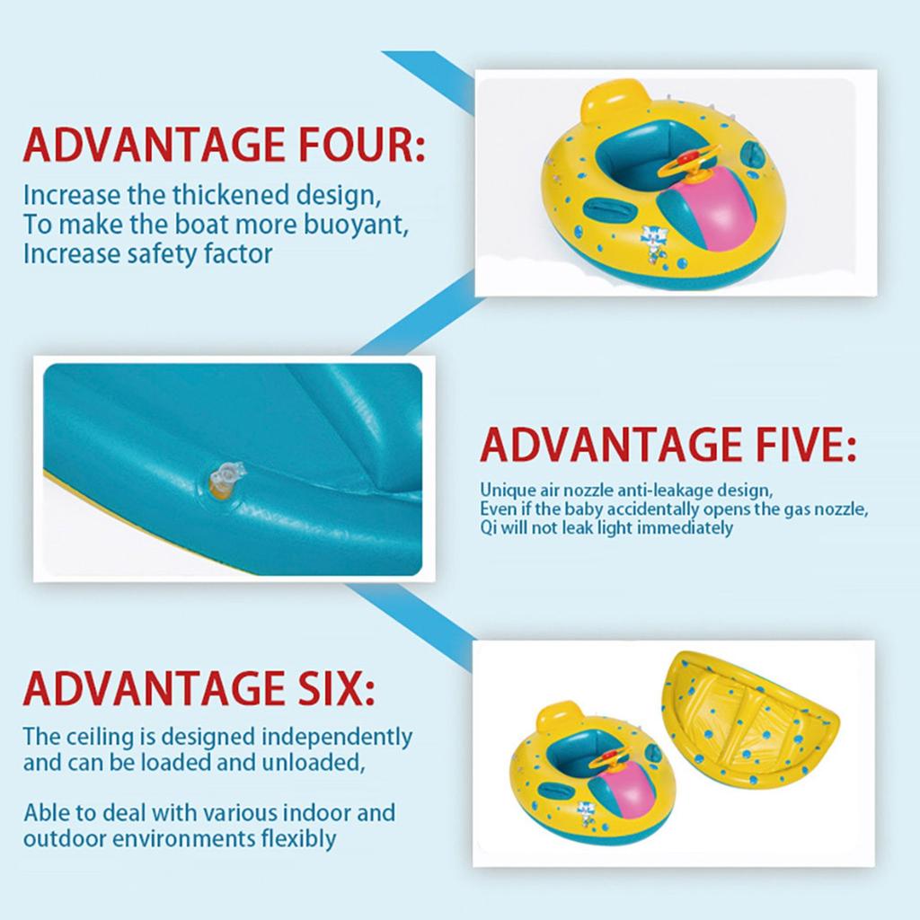 Baby Swimming Ring Children's-Boat With Roof And Handles Swimming PVC Inflatable