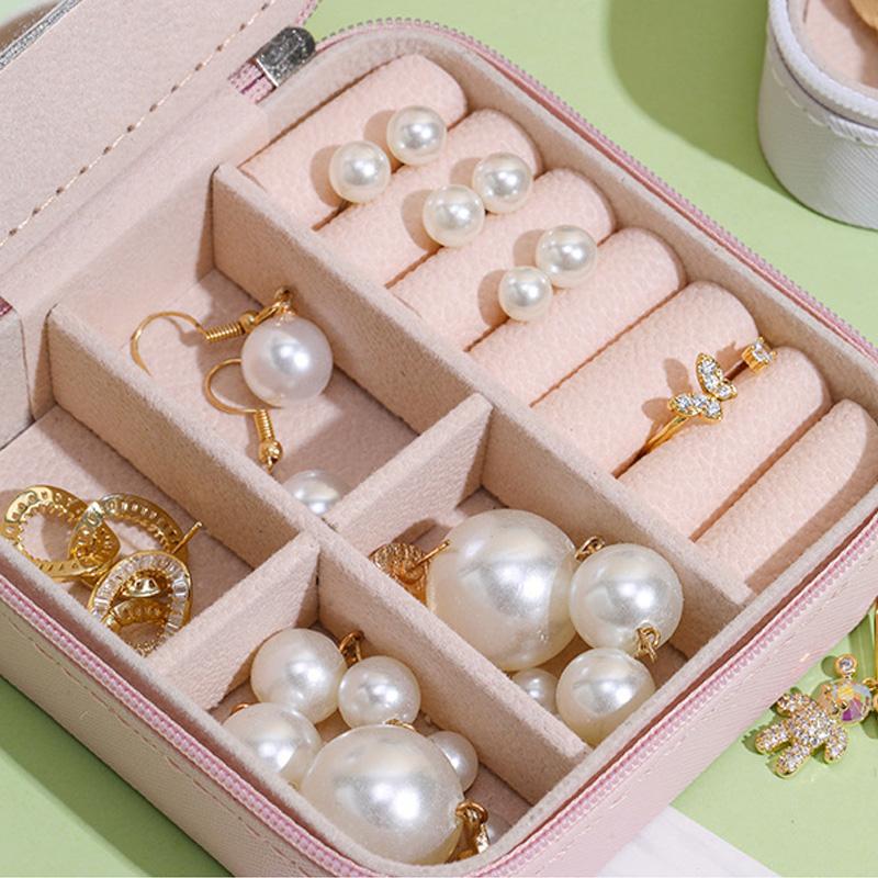 1PC Personalized Portable Jewelry Box for Women Girls Jewelry Case Small Jewelry Storage Pink Initial Letter