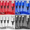 1-4 dona 3 tasi 1 da USB zaryadlovchi tez zaryadlash kabeli Type C Micro IOS koʻp zaryadlovchi kabel iPhone Huawei Samsung uchun neylon oʻrilgan sim