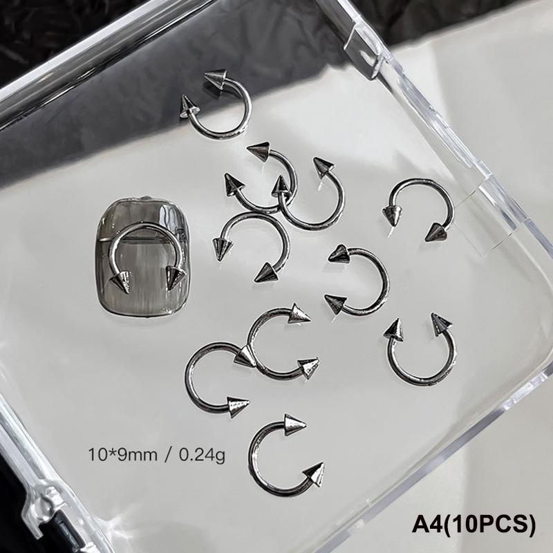 10 шт. Смешанный сплав Ретро Круг Ногти Арт Шармы 3D Панк Стиль Черный Серебристый Детали для Ногтей Украшение для Ногтей Маникюр Аксессуары