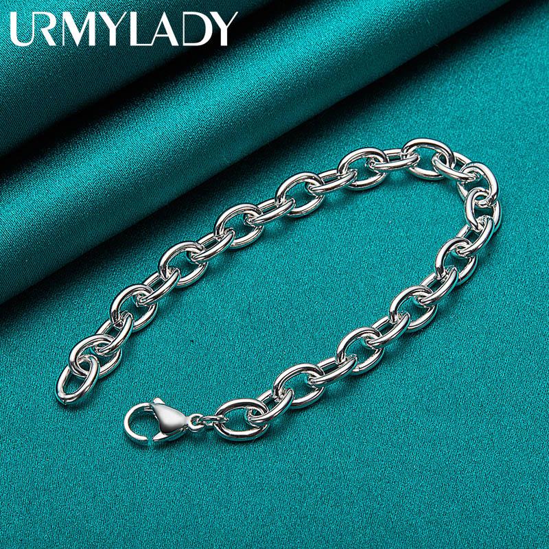 925 Sterling Silver Ring Buckle Charm Chain Bracelet For Women Man Fashion Wedding Celebration Party Jewelry