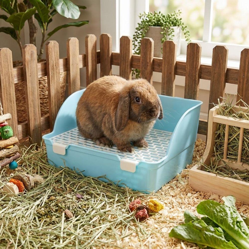 Прямоугольный лоток для кроликов с защитой от рассыпания Туалетный ящик для домашних животных Туалет для дрессировки кроликов Ванная комната для животных