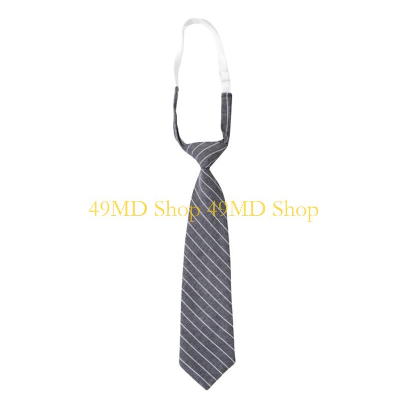 49MD Student Pre Tied Neck Ties Preepy Look Pretty Striped Tie Cravat Necktie Vintage Neck Wear Accessories