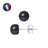 Earrings - - Genuine Black Cultured Pearls - 9ct White Gold - 7-8 Mm - AAA+