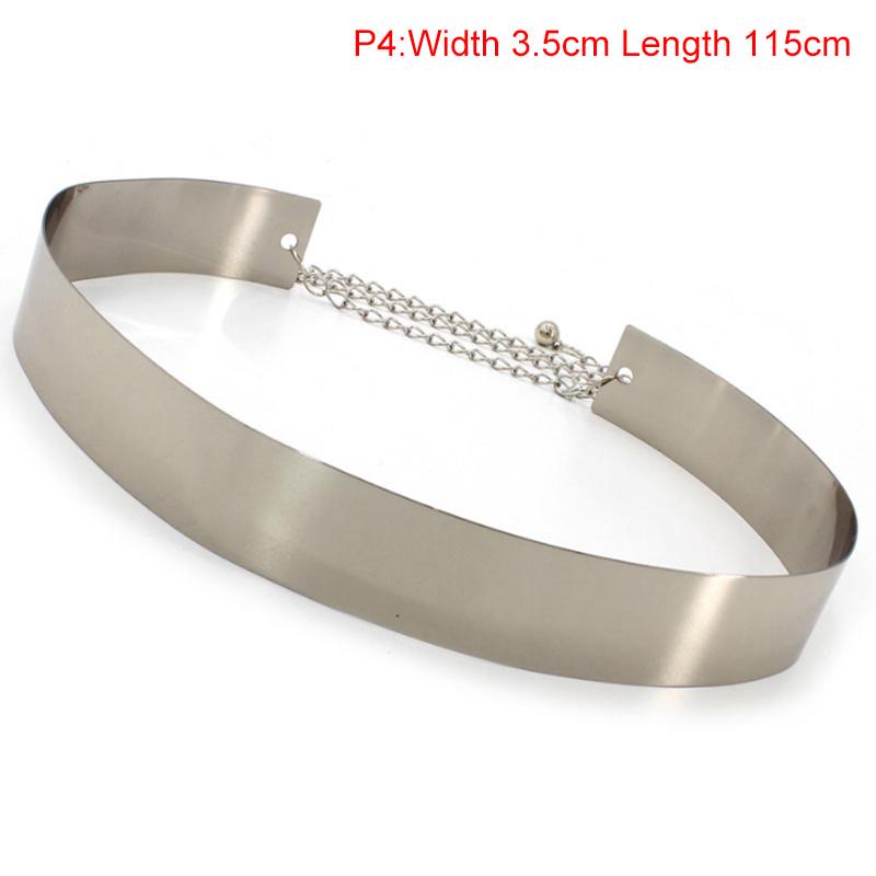 Женская цельнометаллическая поясная цепочка с зеркалом, широкая золотая серебряная пластина, пояс-цепочка