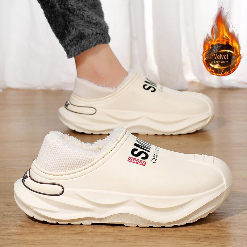 2024 Мужские водонепроницаемые нескользящие хлопковые тапочки для зимы — теплые, большого размера, идеально подходят для вождения и использования на открытом воздухе