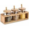 Set of 3 Jars - DKD Home Decor - Natural - Bamboo and Borosilicate Glass - 31 X 11 X 10.5 Cm