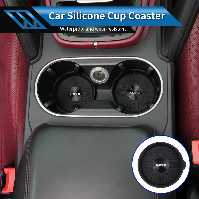 Waterproof Car Coaster Silicone Anti-slip Mat Interior Accessories For Volvo XC90 XC60 S60 V40 V50 V60 T6 XC40 V70 V90 S90 S80