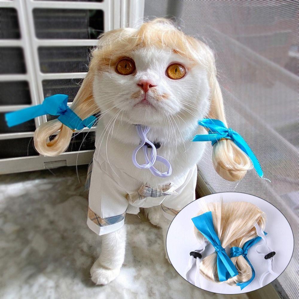 Cosplay Props Pet Wigs Cute Prank Pet Supplies Decor Dog Cat Cross-Dressing Hair Gift