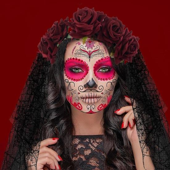 Повязка на голову на Хэллоуин Моделирование Темный Цветок Смерть Эластичная Сетка Цветок Стиль Противоскользящая Вечеринка Фото