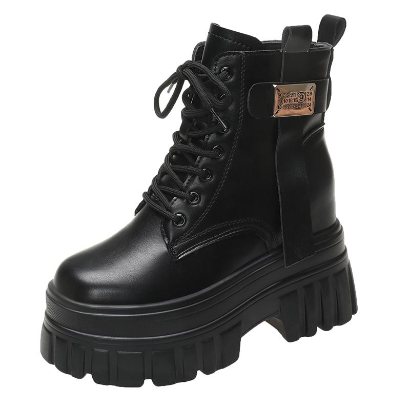 Обувь для женщин 2024 года, модные женские ботинки на шнуровке, зимние, с круглым носком, из бархата, сохраняющие тепло, на платформе, с толстым каблуком, короткие ботинки-бочонки