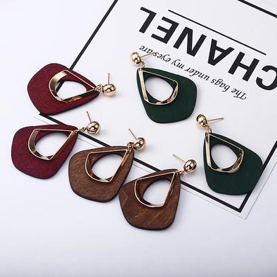 Рождественская вечеринка, свадебные подарки, стильные женские серьги, винтажные деревянные серьги