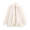 Women's Jacket Oversized Streetwear Casual Sleeve Lapel Collar Zip Front Pleated Shirts