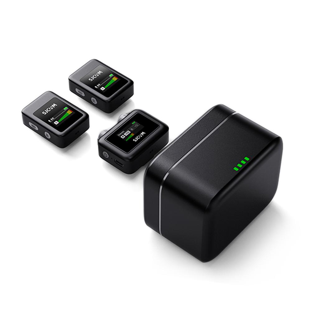 Беспроводная микрофонная система SJCAM M1 с 1 приемником и 2 микрофонами, ЖК-экраном, передача 50 м