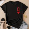 Fashion Women Q & Heart Print T Shirt Funny Casual O-neck Short Sleeves T-shirt Summer Female Tee Shirt