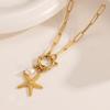 1pc Stainless Steel Freshwater Pearl Starfish Necklace for Women Couples Minimalist Classic Holiday Party Jewelry Gifts Prevent Allergy