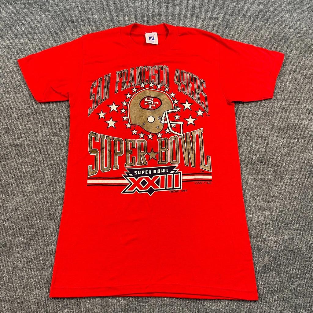 Новая из старых запасов 1988 года San-Francisco 49ers XXIII Суперкубок Футболка Средний 17x27 Красный