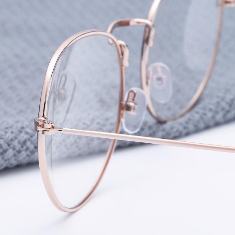 Retro Literary Slimming Face Glasses Frame Fashion Flat Lens Ultra Lens Light Metal Comfortable Versatile Geometry