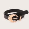 Stable New Golden Twist Buckle Black Belt for Women Fashion Versatile Sweet Imitation Leather Belt