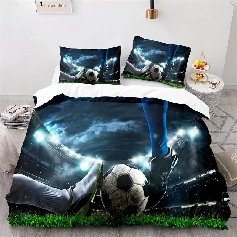 Sports 3D Football Bedding Collection And Pillow Case Double Size Household Textile Product Decoration Teenager Room Soccer Duvet Cover