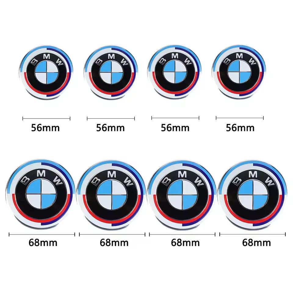 For BMW E81 4Pcs 56/68mm Wheel Center Caps Emblem Badge For BMW 50th Anniversary E90 E60 F10 F20 G20 G30 E53 E85 E70 E84 F48 1/3/5/7 Series
