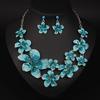 Преувеличенная роскошь полный бриллиантовый цветок ожерелье серьги комплект банкетное платье женские аксессуары