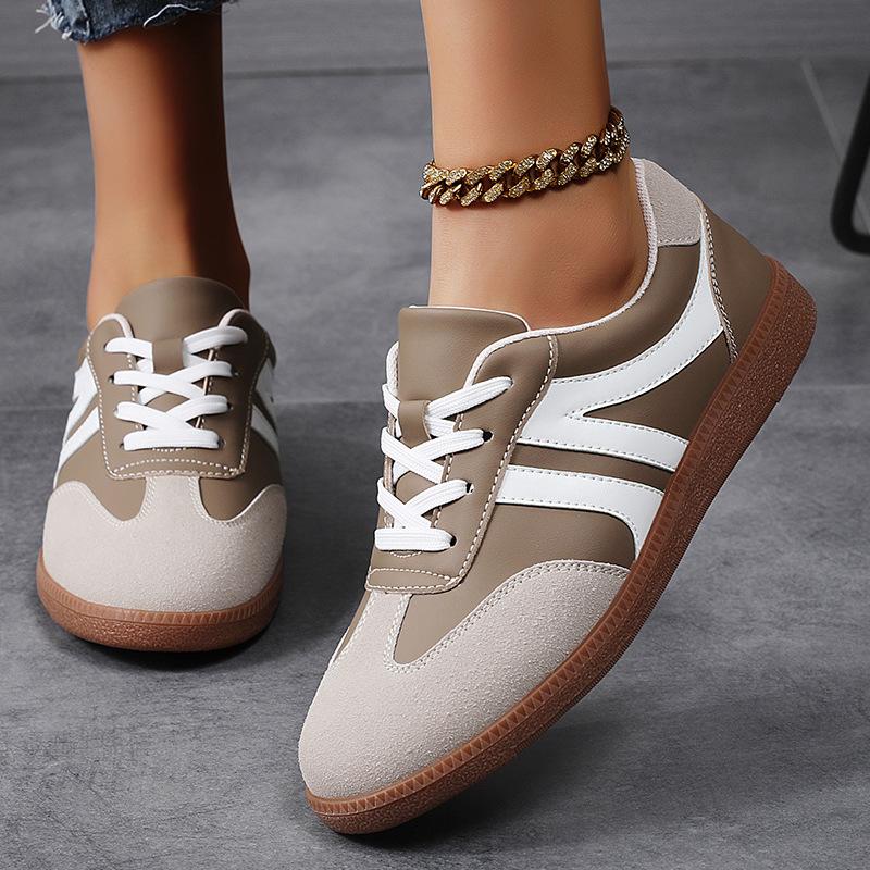 Korean German Training Shoes for Women's Spring New Flat-soled Retro Color-blocking Casual Sports Versatile Board Shoes