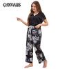 Women's Plus Size Pajamas Spring Summer and Autumn Loose Short-sleeved Trousers Homewear Suit