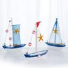 Wood Sailing Boat Model Mediterranean Style Miniature Boat Figurine  Office Room Livingroom