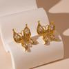 Vintage Butterfly Earrings Rhinestone Ear Studs Luxury Women Jewelry Accessory  Party