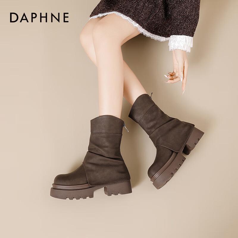 Женские осенне-зимние короткие ботинки Daphne на толстой подошве, свободного кроя
