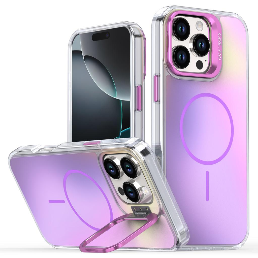 For iPhone 16 Pro Max Case Compatible with MagSafe TPU+Acrylic Phone Cover with Lens Frame Kickstand