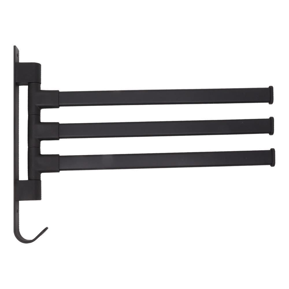 Black Swivel Towel Rack Aluminum Towel Holder Durable Swivel Towel Bar Space Saving